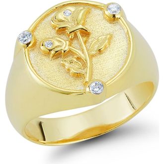 Glaze Jewelry Cubic Zirconia Rose Signet Ring in Gold at Nordstrom Rack, Size 6