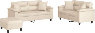 vidaXL Vidaxl - Set Divani 3 Pz Con Cuscini Beige In Tessuto Microfibra