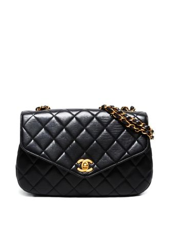 Chanel 1994-1996 diamond-quilted shoulder bag - women - Lambskin - One Size - Black