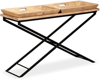 vidaXL Console Table Solid Mango Wood 130x40x80 cm vidaXL