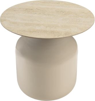 Macabane Mesa auxiliar con tablero de baldosas vitrificadas y patas de hierro