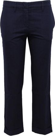 Aspesi Geruite Denim Broek - Dames - Straight fit broeken - Blauw - S - Denim - Broeken