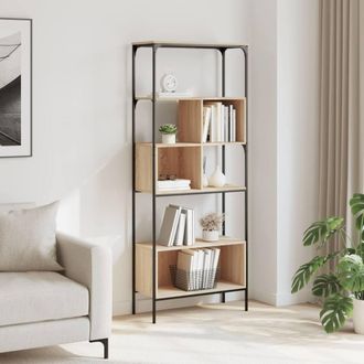 Berkfield Home Decorative Bookcase 5-Tier Sonoma Oak 76x33x188.5 cm Engineered Wood in Brown