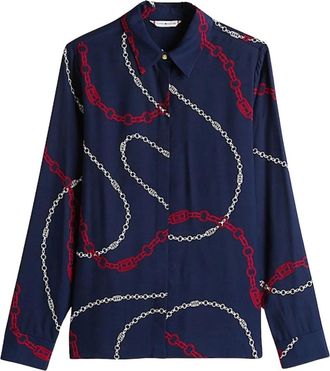 Tommy Hilfiger Overhemden, Dames, Veelkleurig, 2Xs, Soft Viscose Regular LS Shirt