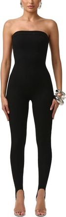 Naked Wardrobe Snatched Strapless Rib Jumpsuit in Black at Nordstrom, Size X-Small