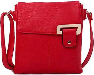 The Accessory Co. Womens Cross Body Bag Messenger Multi Compartment Large Over Shoulder Satchel Handbag Long Strap (2: Red)