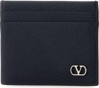 Valentino Garavani Mens Holder Card Case Navy Calf Leather Cases