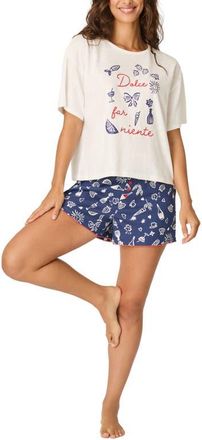 PJ Salvage Playful Print Cotton & Modal Short Pajamas in Dark Navy at Nordstrom, Size X-Large