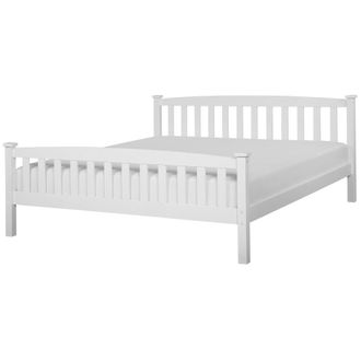 Beliani Cama Doble De Madera Blanca 180 X 200 Cm Estilo Minimalista Escandinavo Giverny