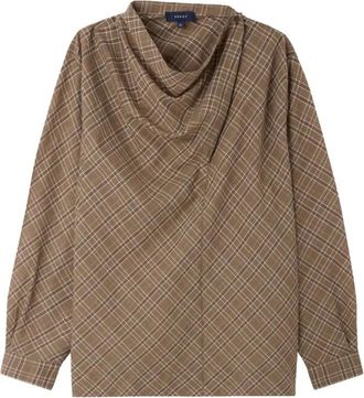 SOEUR Blouses, female, Brown, Size: L Irving Checked Blouse