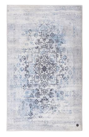 Tom Tailor Alfombra de ba&ntilde;o vintage impresa a m&aacute;quina azul 70x120 cm
