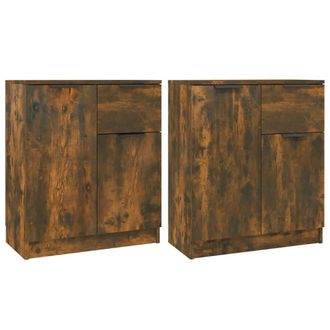 Berkfield Home Sideboards 2 pcs Smoked Oak 60x30x70 cm Engineered Wood in Brown | Size: 60 x 30 x 70 cm