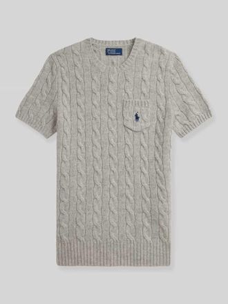 Polo Ralph Lauren Regular Fit Pullover aus Woll-Mix mit Logo-Stitching in Mittelgrau Melange, Gr&ouml;&szlig;e XXL