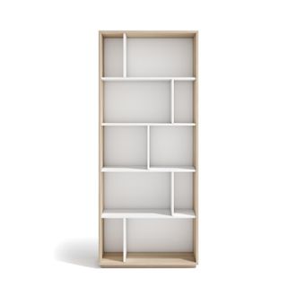 HERDASA Estanter&iacute;a Librer&iacute;a, Colecci&oacute;n Nack, Con 5 Niveles De Altura En Melamina Color Nogal Claro-blanco