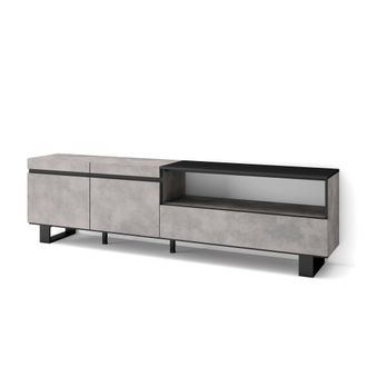 Skraut Home Skraut Home - Mueble Tv, Televisi&oacute;n, Muebles De Sal&oacute;n, Almacenaje, 200x57x35cm, Para Tv Hasta 80, Dise&ntilde;o Industrial, Estilo Moderno, Gris Cemento