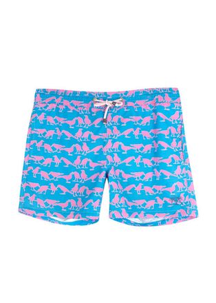 Pink House Mustique Blue and Pink Bird-print Shorts Size S