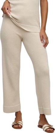 Barefoot Dreams CozyChic Ultra Lite Contrast Stripe Rib Ankle Pants in Stone-Pearl at Nordstrom, Size X-Small