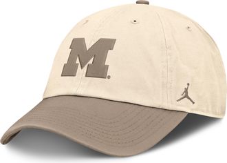 Nike Mens Michigan Natural Club Jordan Brand College Adjustable Hat in Brown | JC010DTUMWN-M4T