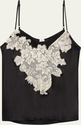 Rosie Assoulin Chicken Lace Inset Satin Cami Top