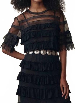 The Great. The Winter Mesh Flounce Top In Black