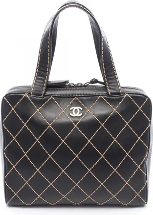 Chanel Black Leather Handbag Tote Bag (Pre-Owned)
