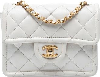 Chanel 2021 Mini gewatteerde Caviar Sweet Classic Flap crossbodytas - Wit