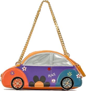 Generic Women Novelty Car Shaped Handbag Cartoon Purses Funny Weird Colors Box Bag PU Leather Chain Shoulder Bags for Girl, Yellow