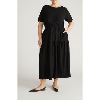 Universal Standard Thea Divine Jersey Midi Dress in Black at Nordstrom, Size Xx-Large