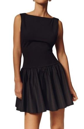 Reformation Defina Knit Drop Waist Dress in Pitch Black at Nordstrom Rack, Size X-Small