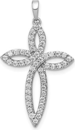 Diamond2Deal 14K White Gold Lab Grown Diamond Cross Pendant (0.5ct, VS, G-H)