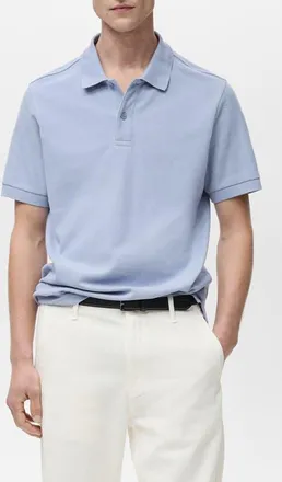 Mango Regular Fit Cotton Pique Knit Polo in Aqua Green at Nordstrom, Size Xx-Large