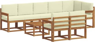 vidaXL Conjunto De Sof&aacute;s De Exterior 9 Uds. Natural Y Crema Vidaxl