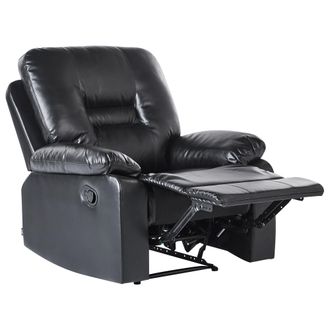 Beliani Sill&oacute;n Reclinable De Piel Sint&eacute;tica Negra Reposapi&eacute;s Respaldo Bergen