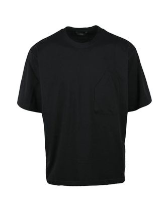 Hev&ograve; Black Crewneck Cotton T-Shirt