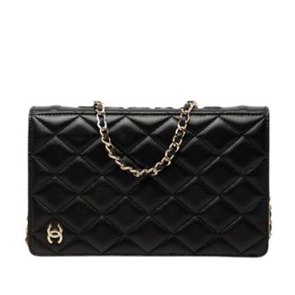 Chanel Pre-owned Book Wallet on Chain - Dames - Pre-owned - Zwart - Maat: ONE Size Leer