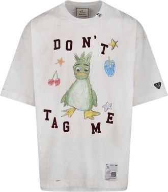 Miharayasuhiro White Doodle Distressed Printed Cotton T-Shirt