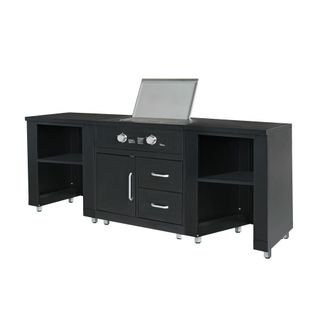 Oviala Cocina exterior de 3 elementos con cocina de gas negra