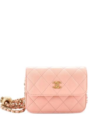 Chanel Pearl Crush Flap Clutch with Chain Quilted Lambskin Mini crossbody bag - Roze