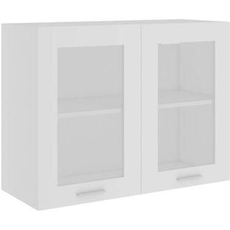 vidaXL Hanging Glass Cabinet White 80x31x60 cm Engineered Wood Vidaxl
