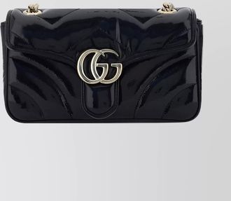 Gucci heart embroidered glossy chain shoulder bag