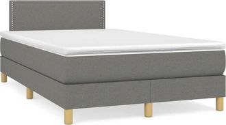 vidaXL Cama Box Spring Con Colch&oacute;n Tela Gris Oscuro 120x190 Cm Vidaxl
