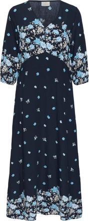 Kaffe Kleedjes, Dames, Blauw, 3Xl, KCrosa Midi Jurk