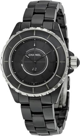 Chanel J12 Black Dial Black Ceramic Ladies Watch H3828
