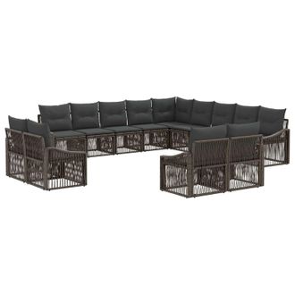 vidaXL Conjunto De Sof&aacute;s De Jard&iacute;n 13 Pcs Gris Rat&aacute;n Sint&eacute;tico Vidaxl
