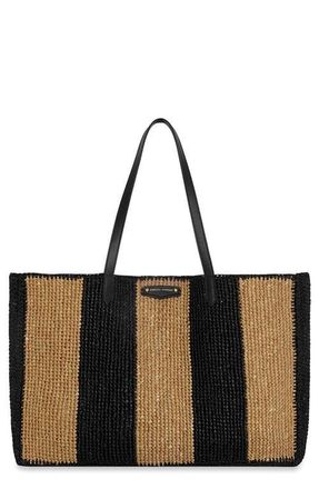 Rebecca Minkoff Large Raffia Tote in Black/Brown at Nordstrom