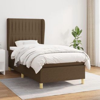vidaXL Cama Box Spring Con Colch&oacute;n Tela Marr&oacute;n Oscuro 90x190 Cm