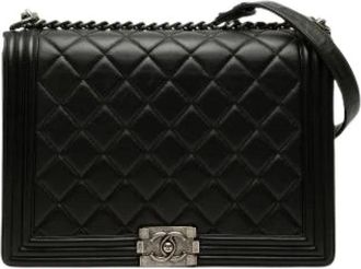 Chanel Pre-owned Large Boy Flap Bag - Dames - Vintage Schoudertas - Zwart - ONE Size - Leer - Vintage