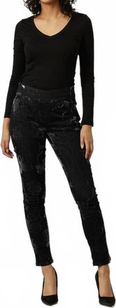 Joseph Ribkoff Flocked Velvet Floral Print Jeans In Black