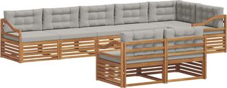 vidaXL Conjunto De Sof&aacute;s De Exterior 8 Uds. Gris Natural Y Claro Vidaxl