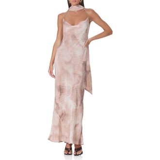 AFRM Cheryl Print Slipdress with Scarf in Dune Snake at Nordstrom, Size X-Small